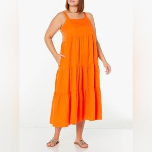 Orange Sleeveless Maxi Dress